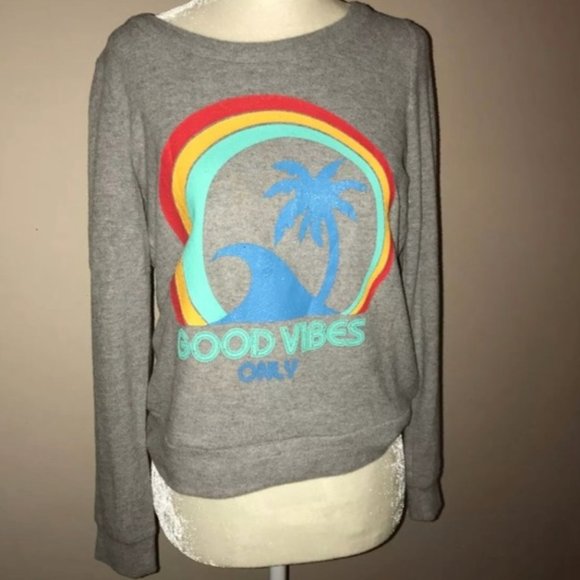 Chaser "Good Vibes Only" Open Back Sweatshirt, XS - Picture 2 of 7